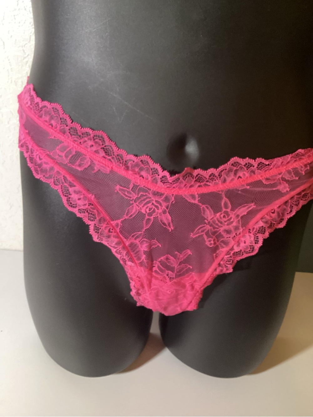Victoria's Secret Hot Pink Floral Lace Bikini Panty